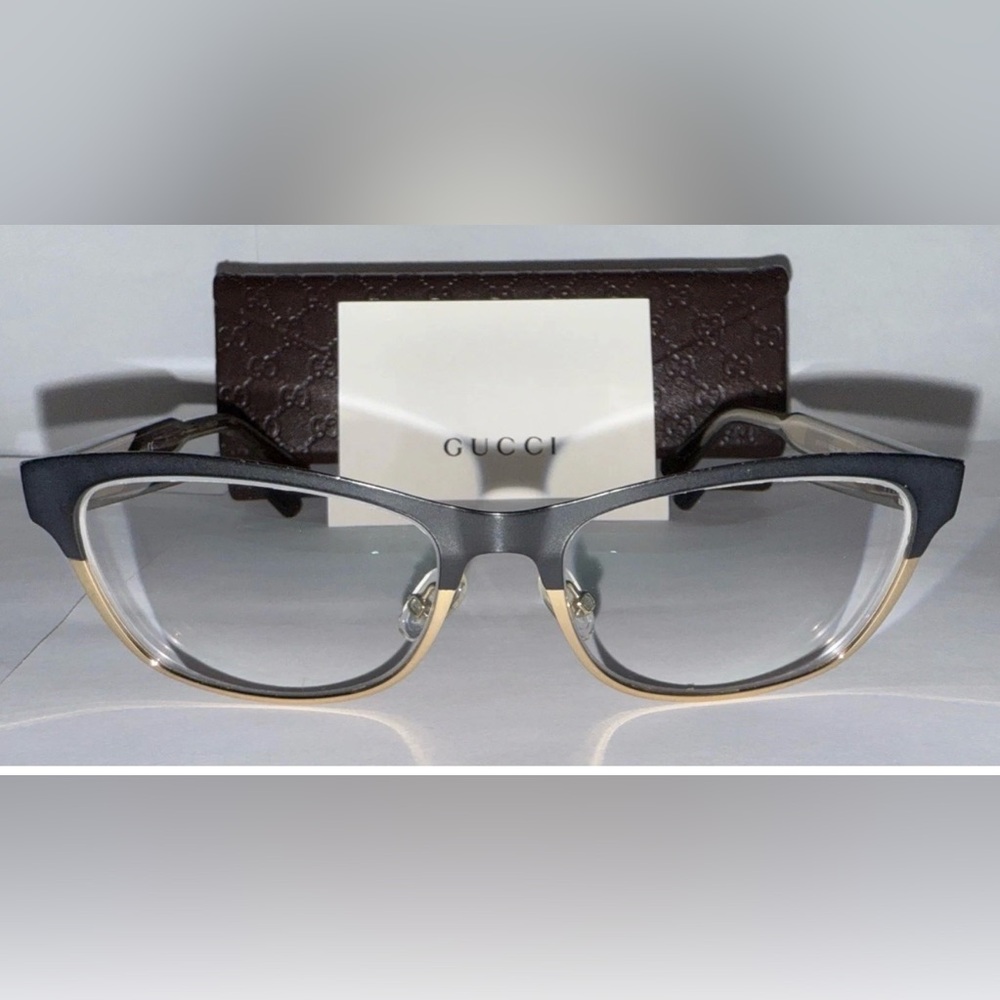 Authentic Gucci Optical Frame Eyeglasses GG4274 GXN 145 Gold/Black W/ Case.